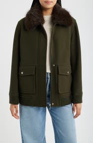 Sam Edelman Faux Fur Collar Relaxed Bomber Jacket