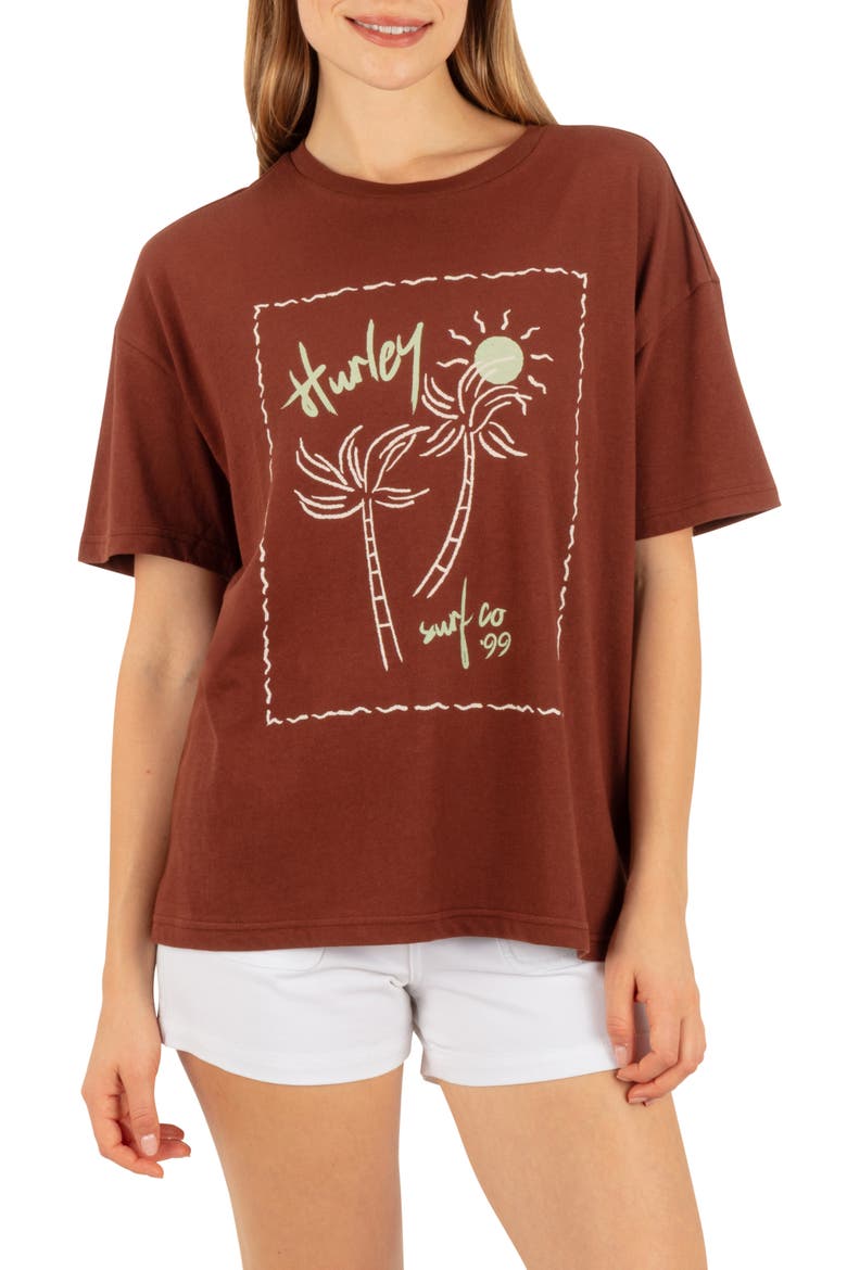 Vintage Postcard Graphic Boyfriend T-Shirt, Main, color, CAPPUCICNO