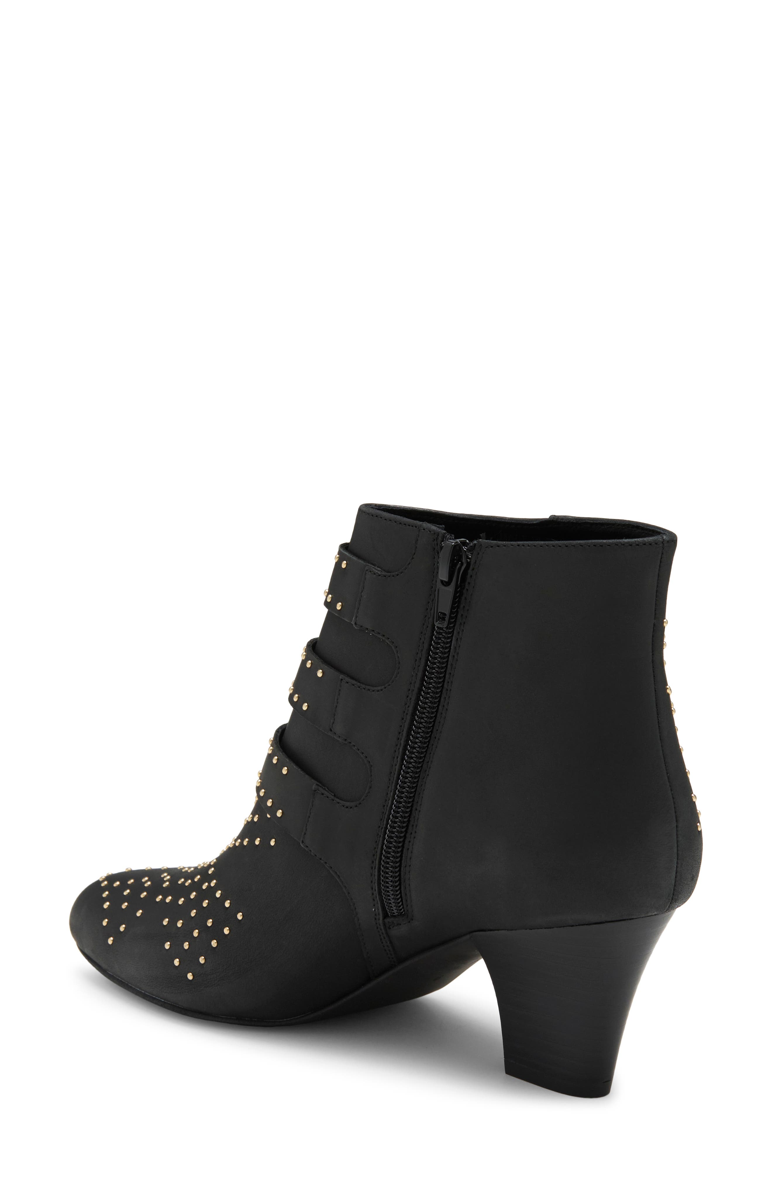 Starburst Leather Bootie, Alternate, color, BLACK GOLD