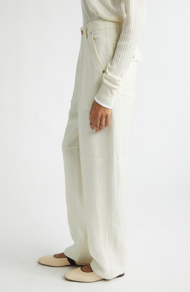 Wales Bonner Hymn High Waist Linen Blend Wide Leg Pants, Alternate, color, Ivory