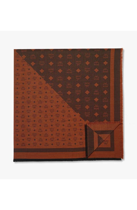 Monogram Shawl in Wool-Silk Jacquard