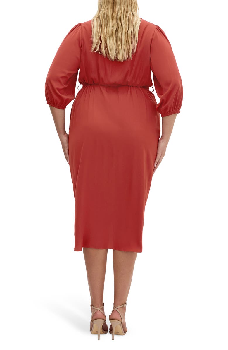 City Chic Opulent Faux Wrap Dress, Alternate, color, Cinnamon