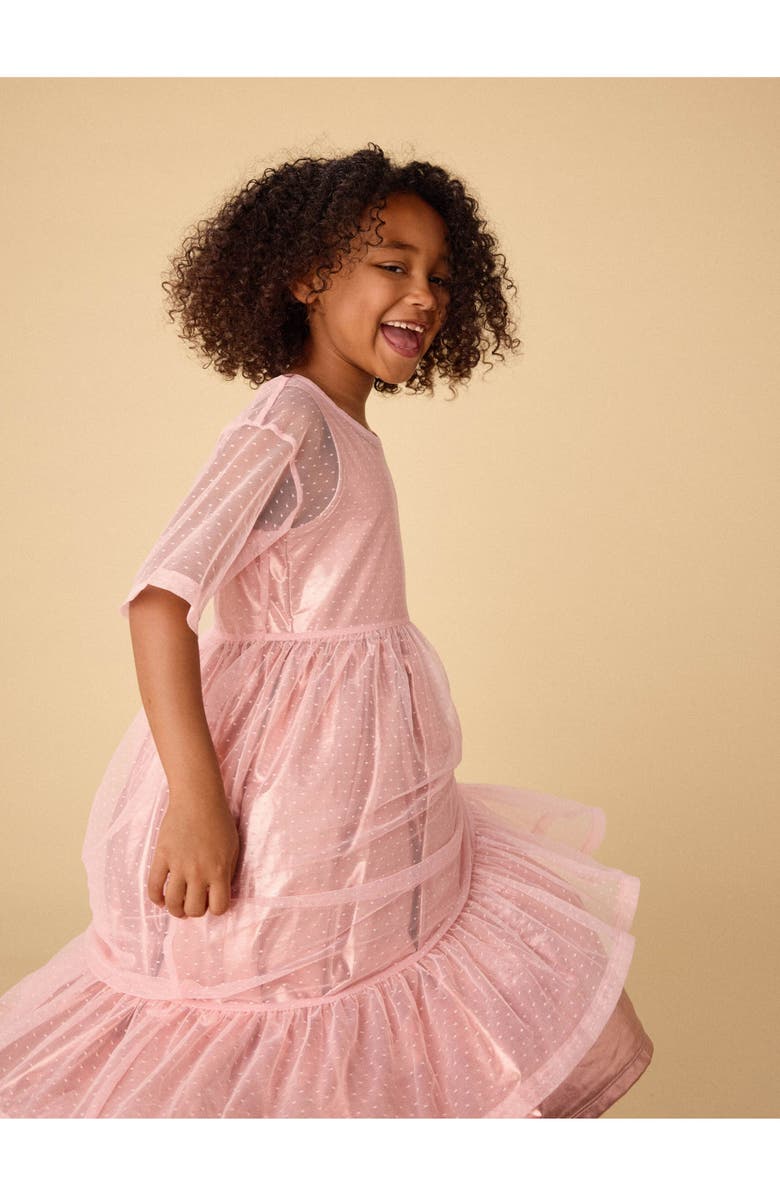 Tea Collection Layered Tulle & Foil Dress, Alternate, color, Cherry Blossom