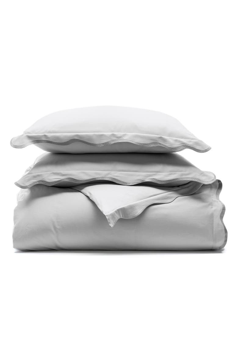 Boll & Branch Signature Curved Edge Duvet Cover & Shams Set, Main, color, Sky/ Shore