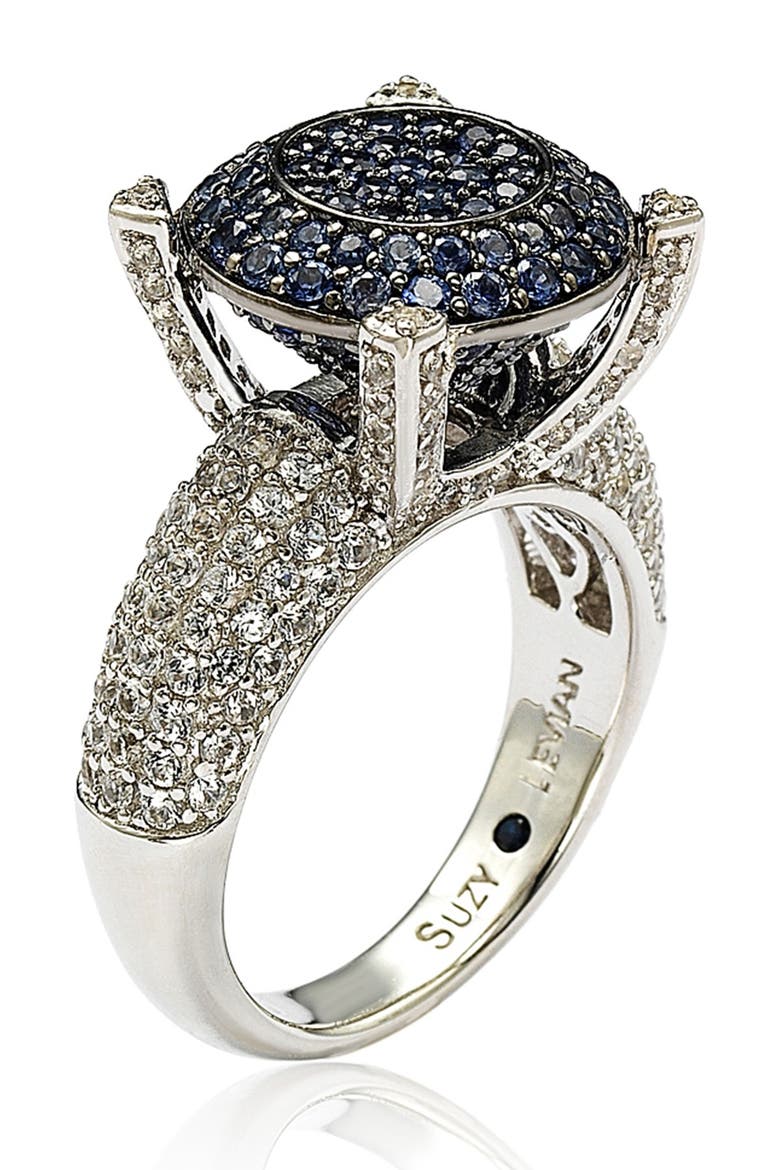 Sterling Silver Pave Blue CZ Ring, Alternate, color, BLUE