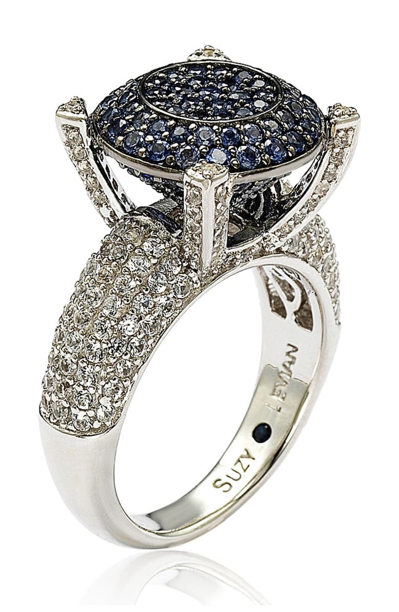 SUZY LEVIAN Sterling Silver Pave Blue CZ Ring, Alternate, color, Blue