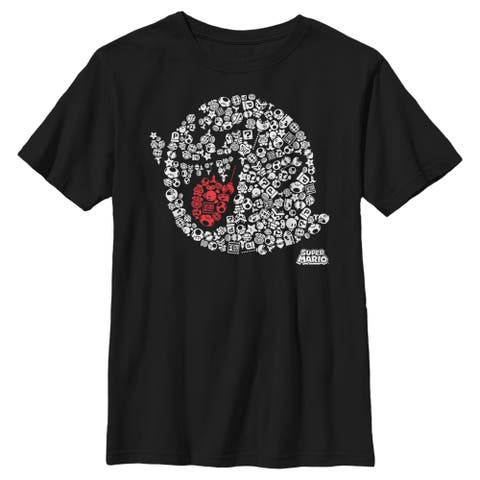 Boy's Nintendo Super Mario Boo Ghost Mosaic  Graphic T-Shirt