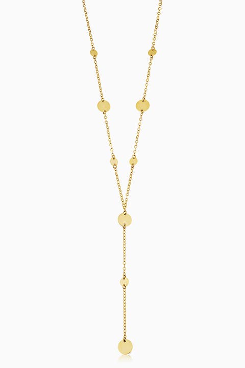 14K Yellow Gold Manhattan Lariat Station Necklace