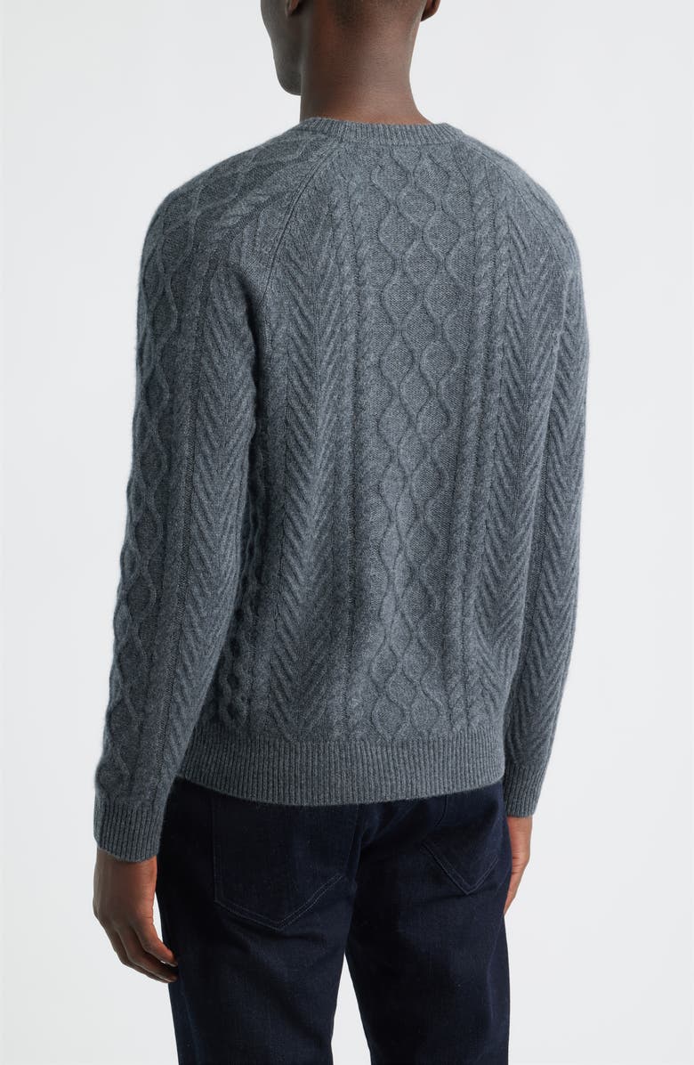 Nordstrom Cable Stitch Luxe Cashmere Sweater, Alternate, color, Grey Embers Heather