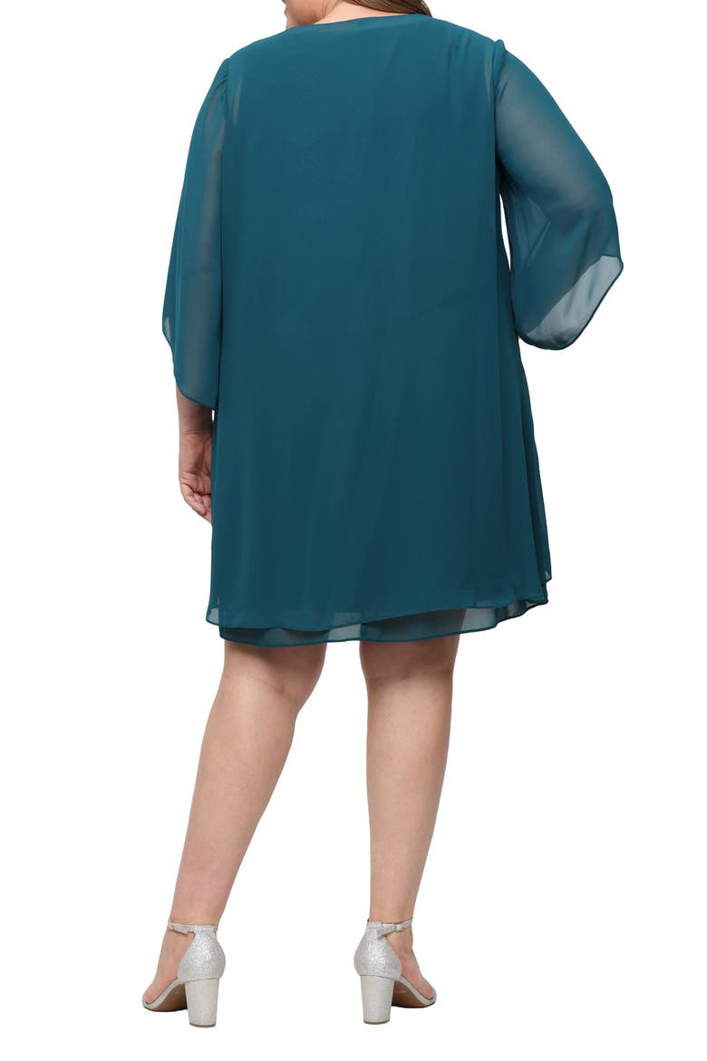 Chiffon Sleeveless Dress with Beaded Jacket, Alternate, color, MALLARD