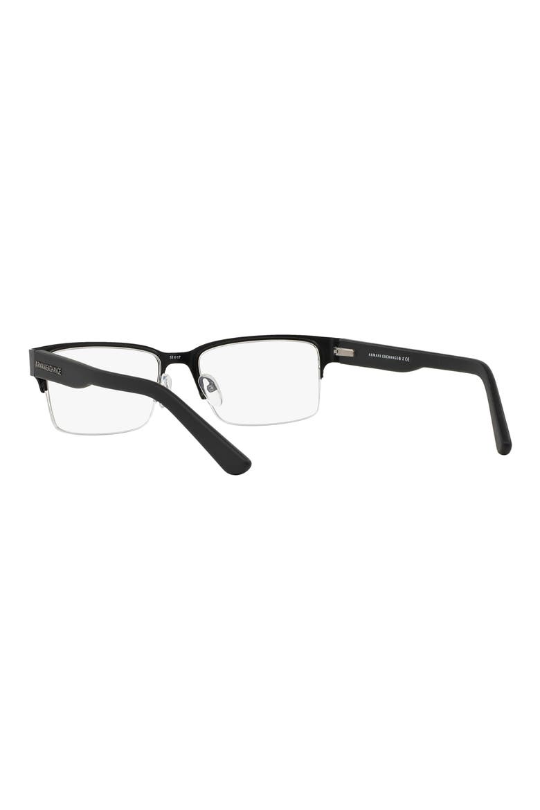 53mm Semirimless Rectangular Optical Glasses, Alternate, color, BLACK