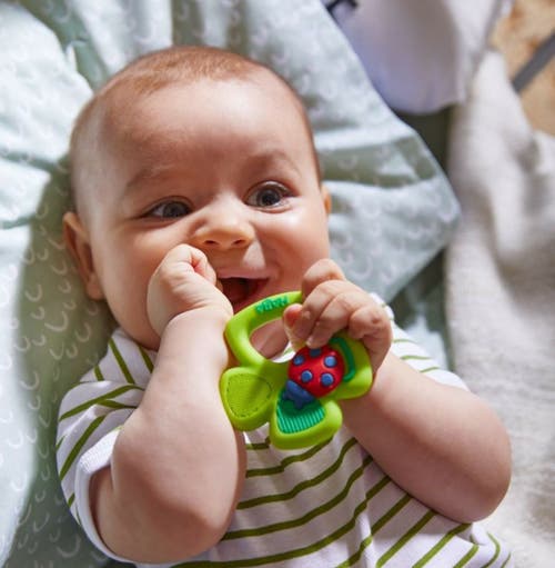 Haba Lucky Shamrock Silicone Teething Toy In Green