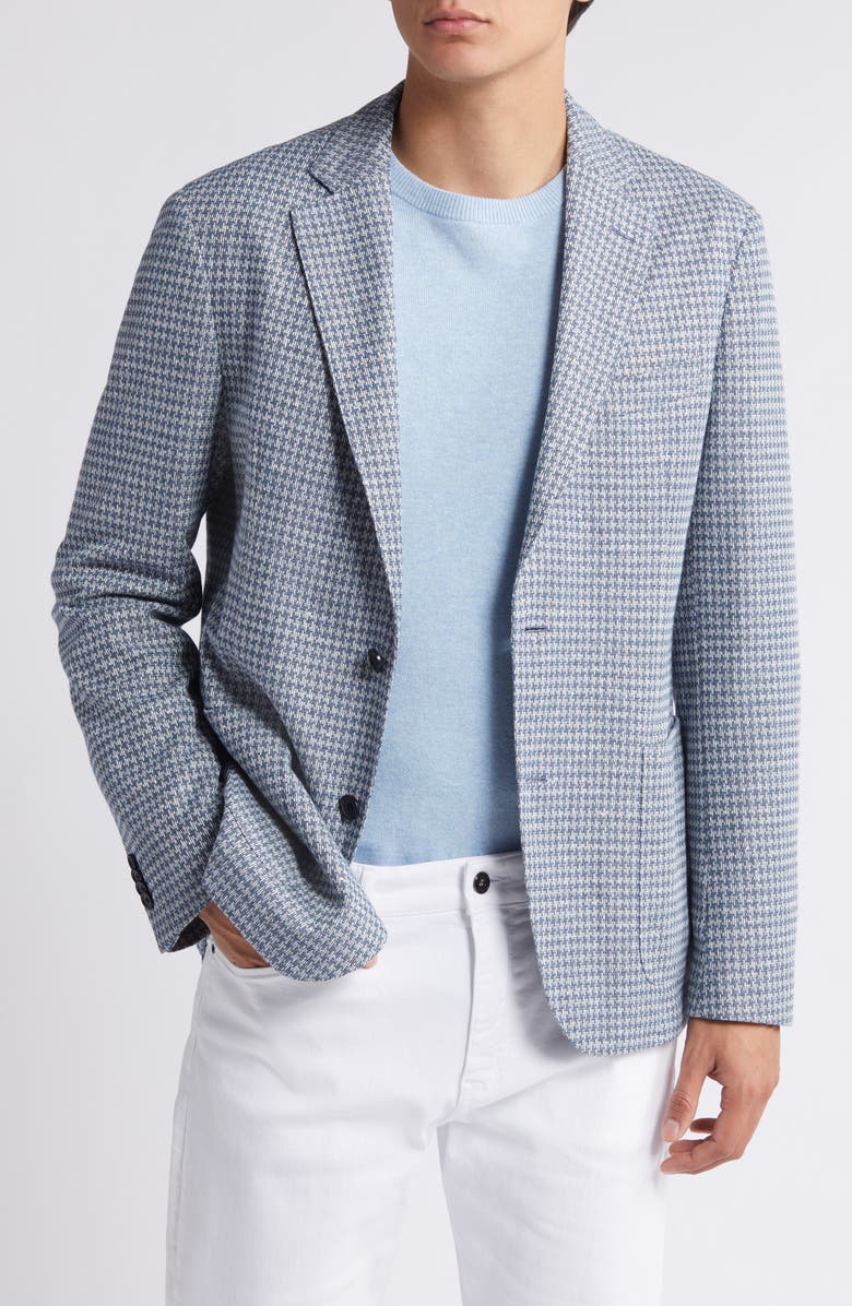 BOSS Hanry Houndstooth Linen & Cotton Blend Sport Coat, Main, color, Bt Bu