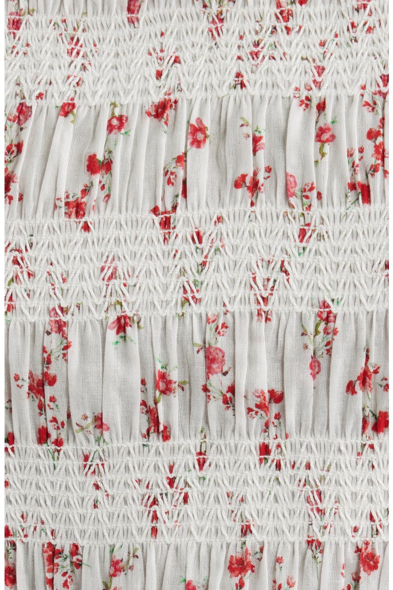Kane Floral Smocked Cotton Tank, Alternate, color, ROUGE ROMANTIC