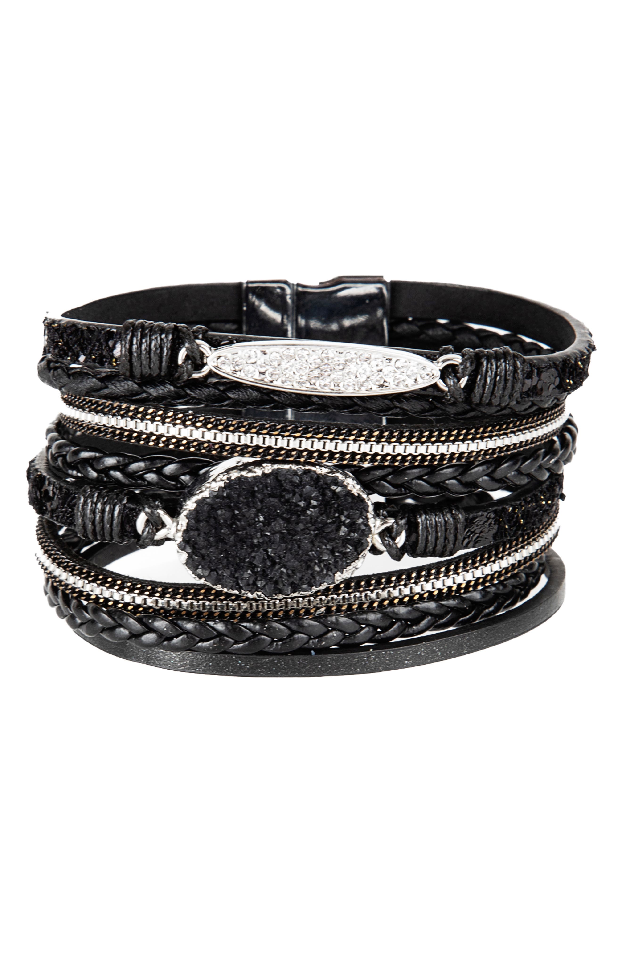 SAACHI Sparkling Druzy Leather Bracelet