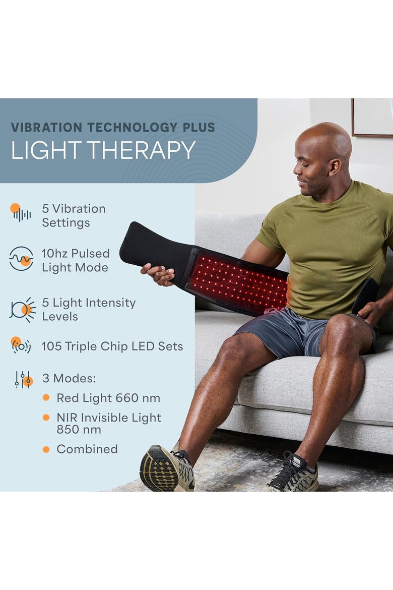 Alevared Pro Red Light Therapy Belt  Triple Chip LEDs  660nm & 850nm Wavelengths Infrared light for Body with Vibration, Alternate, color, Pro Black