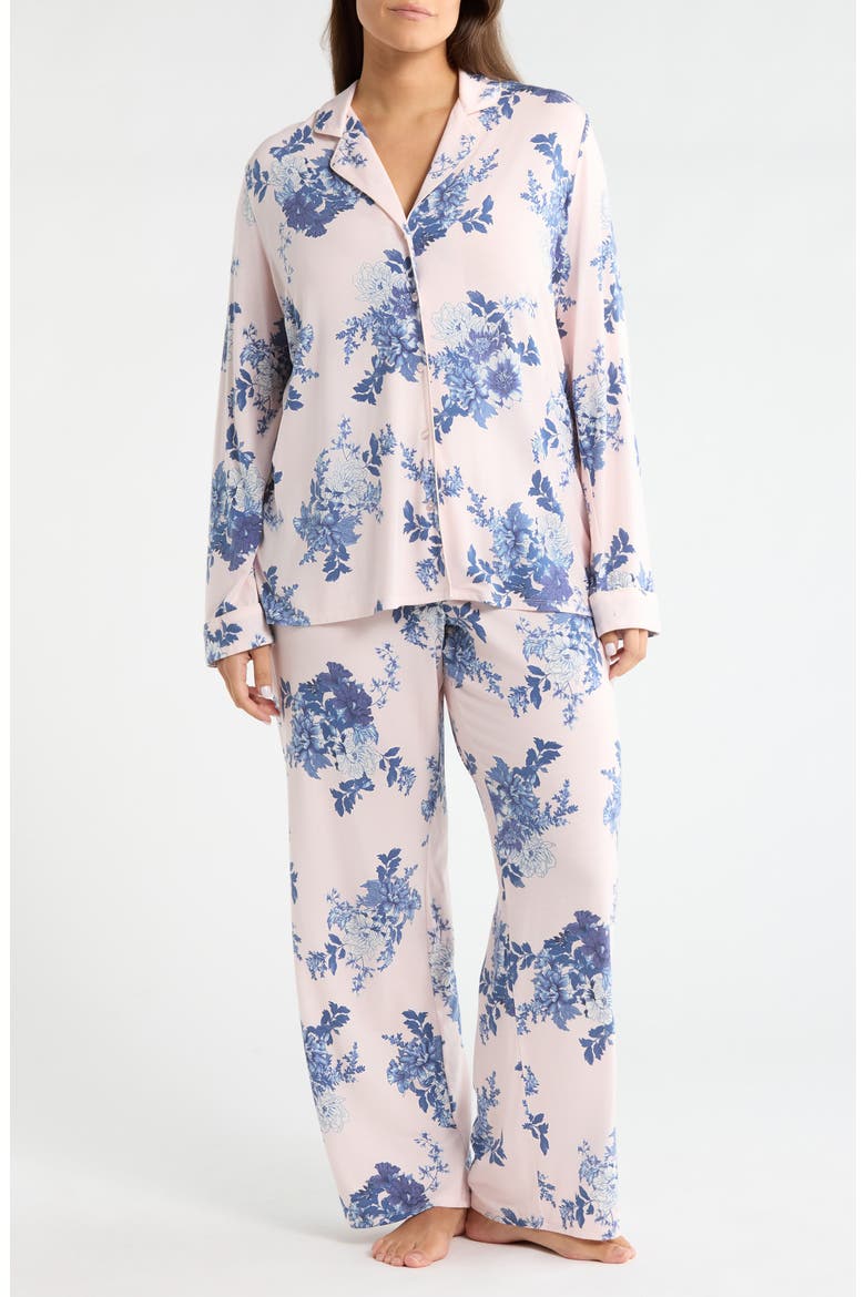 Moonlight Eco Knit Pajamas, Main, color, PINK- BLUE PRIMAVERA FLORAL