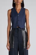 Bottega Veneta Denim Effect Mélange Wool Drill Vest