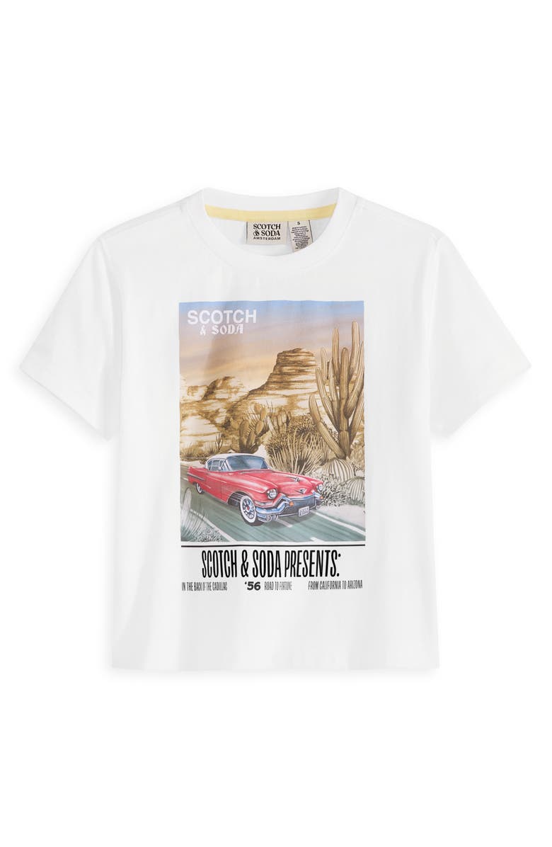 Scotch & Soda Kids' Cadillac Jersey Graphic T-Shirt & Fleece Shorts Set, Alternate, color, White Traditional