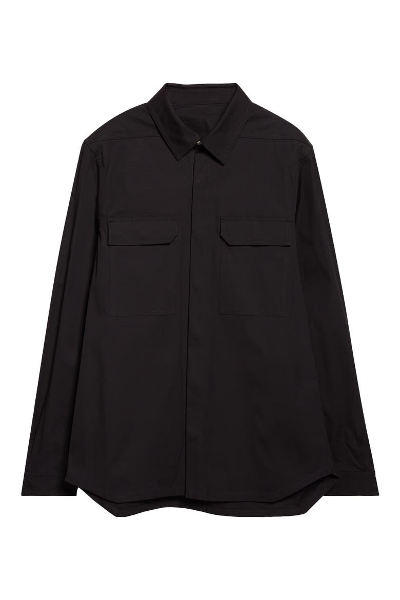 Webbed Strap Stretch Cotton Overshirt, Alternate, color, BLACK