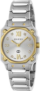 Gucci G-Flat Diamond Bracelet Watch, 24mm