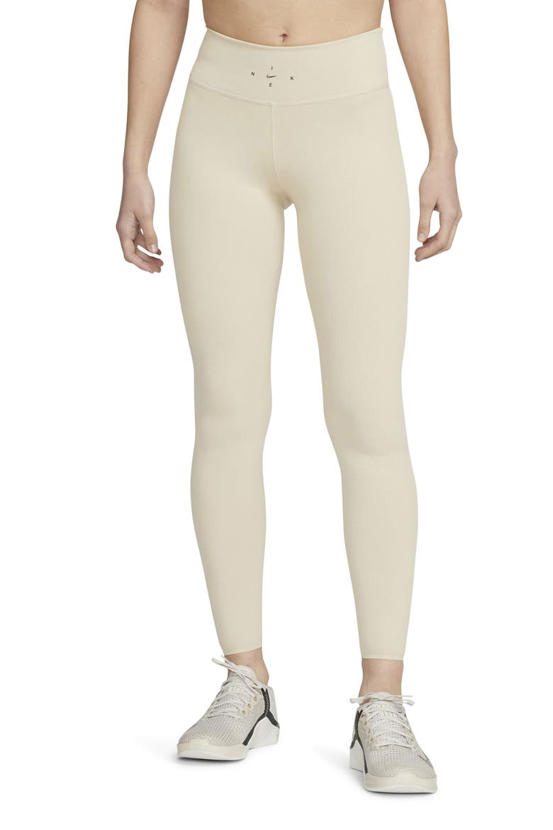One Luxe Dri-FIT Rib Leggings, Main, color, SAND DRIFT
