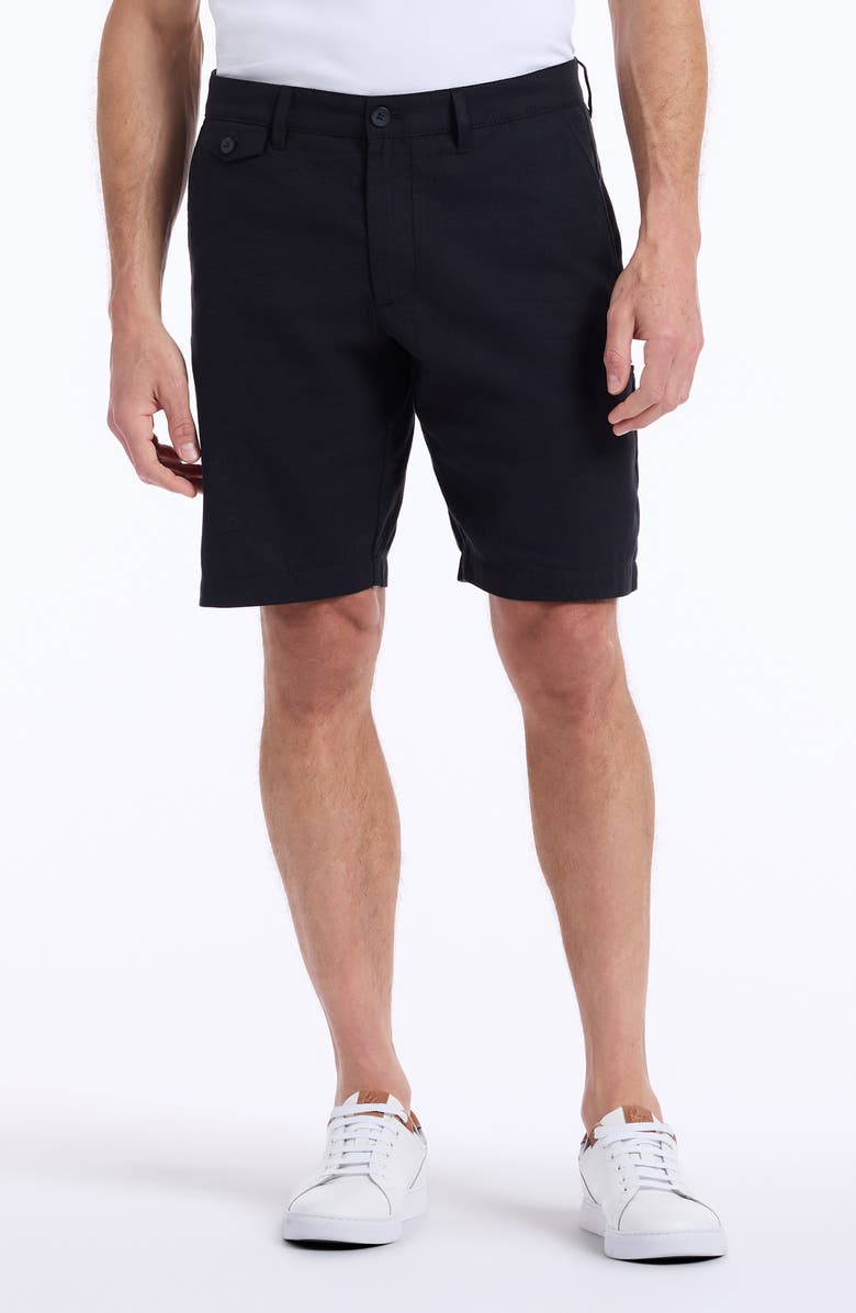 Robert Graham Dixton Cotton & Linen Shorts, Main, color, Black