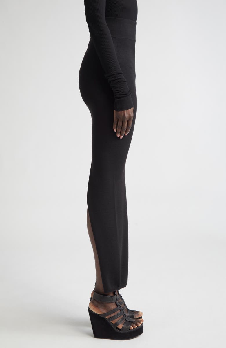 Rick Owens Gonna in Maglia Pillar Wool Rib Skirt, Alternate, color, Black