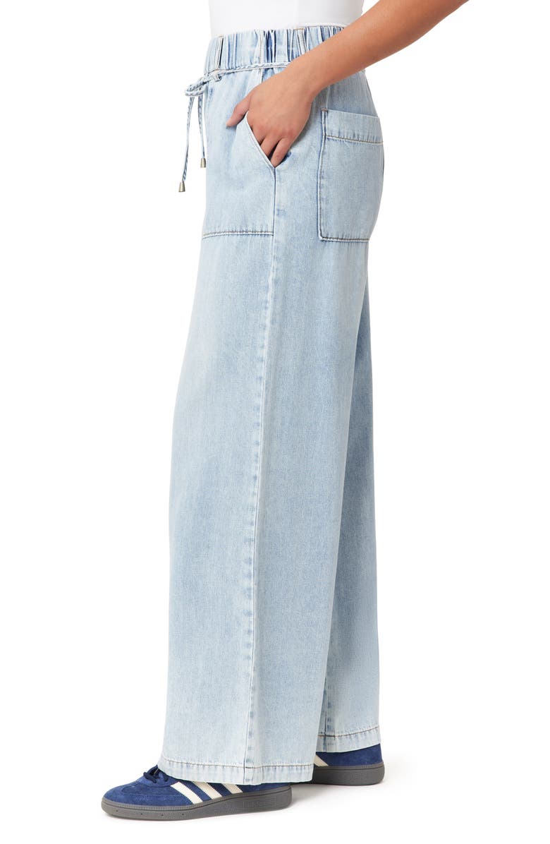 Kensie Drapey High Waist Tie Wide Leg Jeans, Alternate, color, Camden