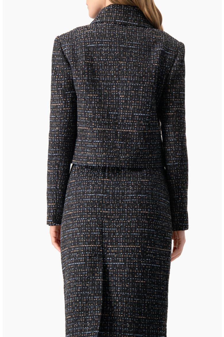 Double-Breasted Tweed Jacket with Flap Pockets, Alternate, color, Navy Blue