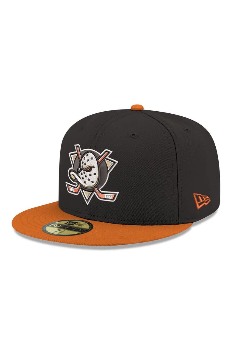 New Era Men's New Era Black Anaheim Ducks Core Logo Two-Tone 59FIFTY Fitted Hat, Main, color, Black