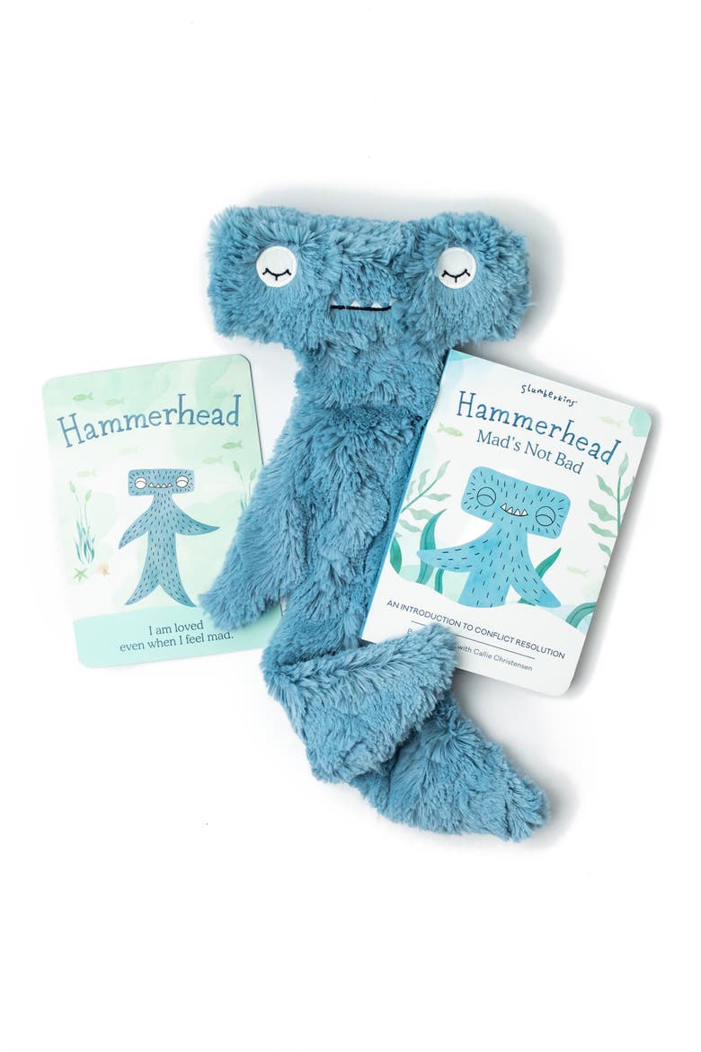 Hammerhead Shark Stuffed Animal & 'Hammerhead' Board Book, Main, color, PACIFIC