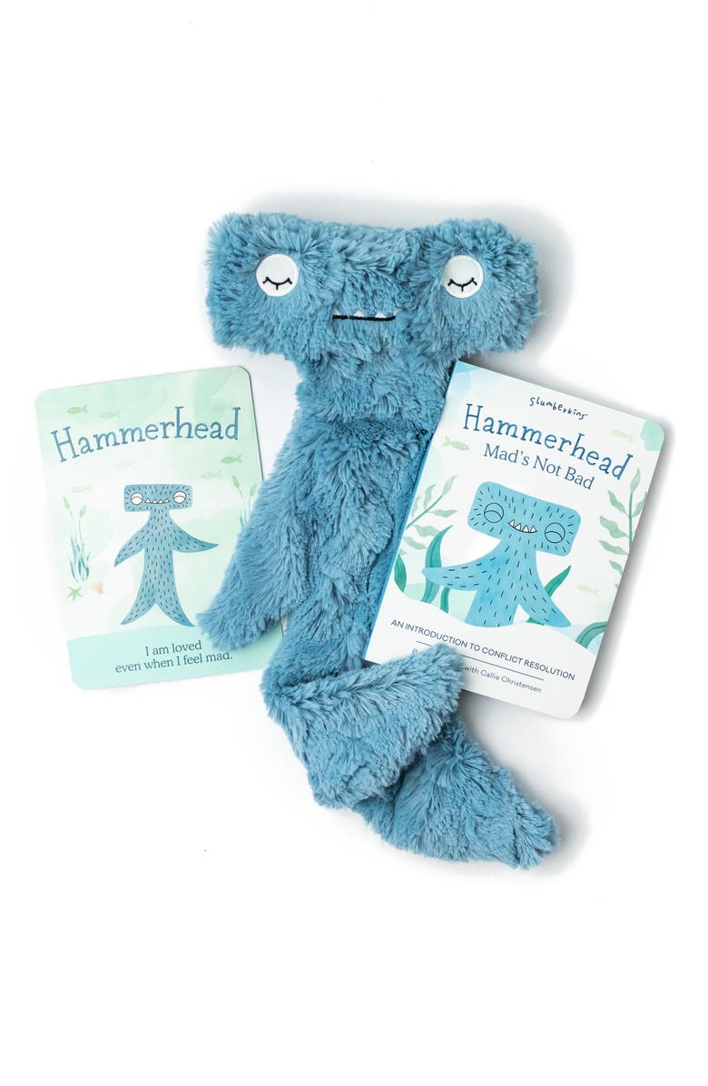 Slumberkins Hammerhead Shark Stuffed Animal & 'Hammerhead' Board Book, Main, color,