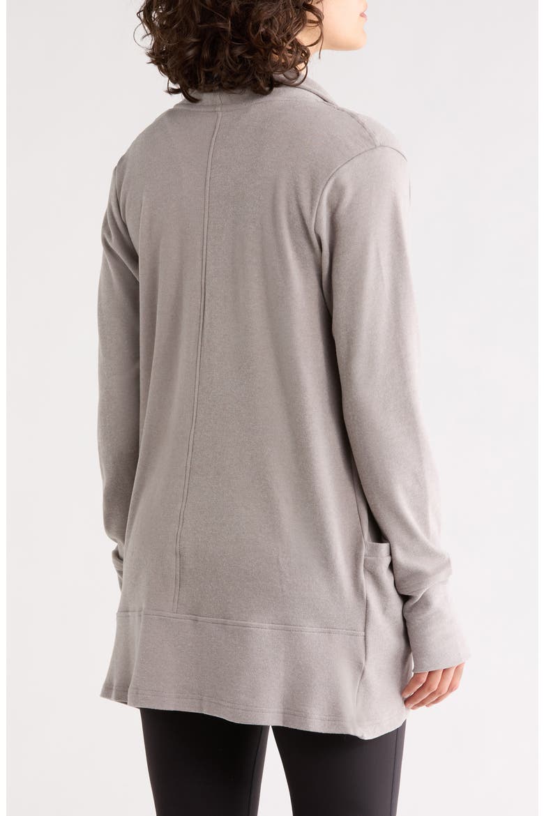 Marled Piqué Open Front Cardigan, Alternate, color, STEEL GRAY