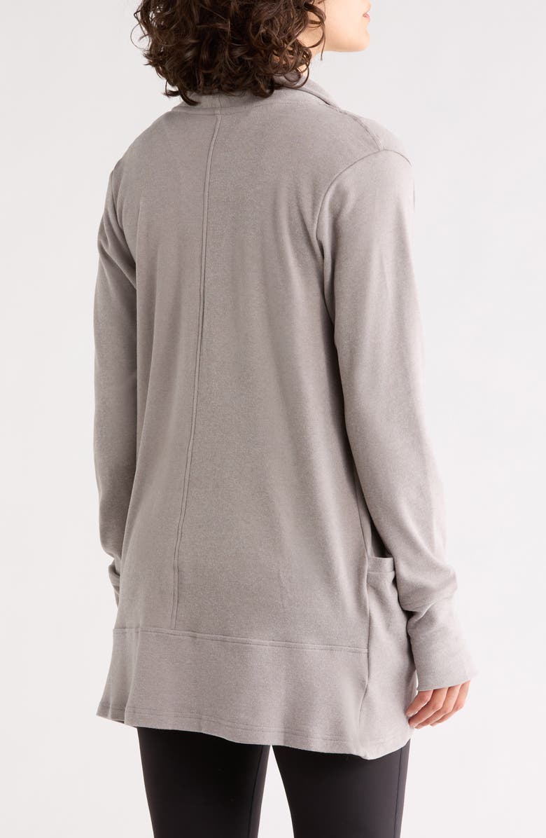 90 DEGREE BY REFLEX Marled Piqué Open Front Cardigan, Alternate, color, Steel Gray