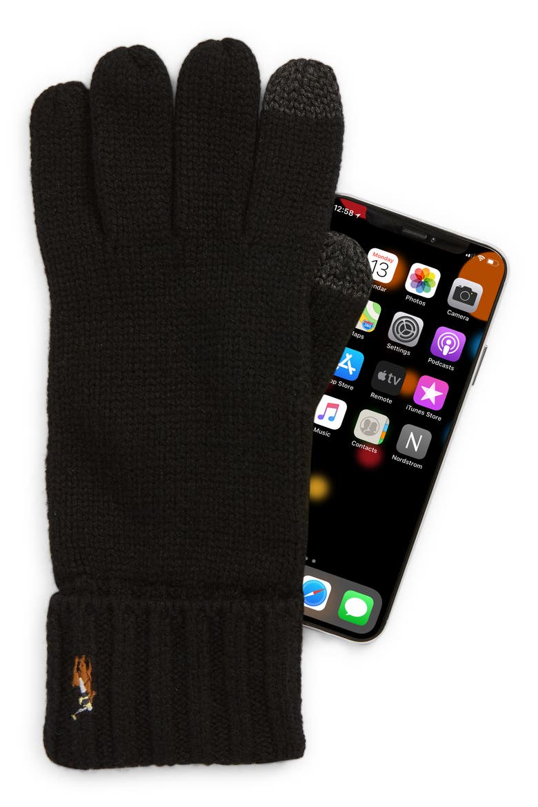 Signature Merino Wool Tech Gloves, Alternate, color, BLACK