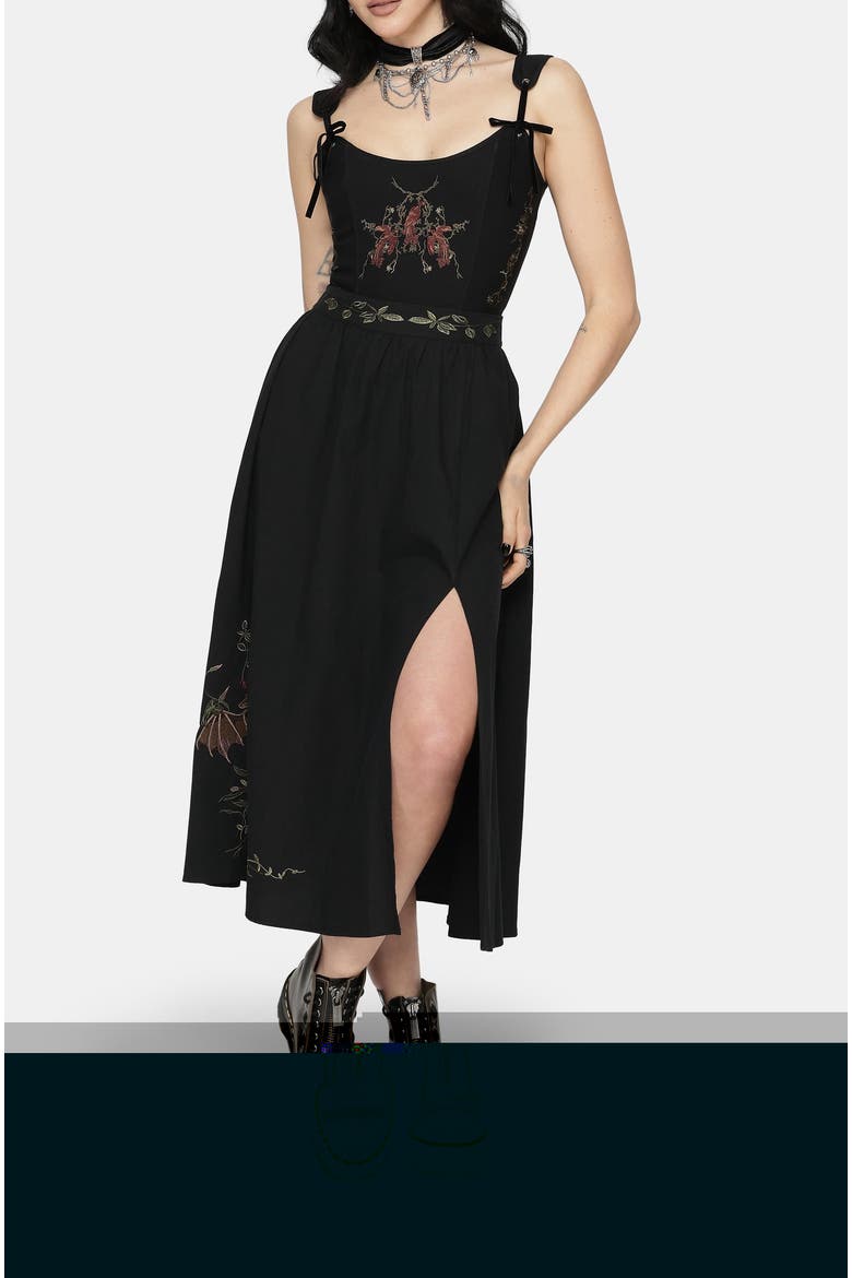 Orena Bat Embroidered Midaxi Skirt, Alternate, color, Black