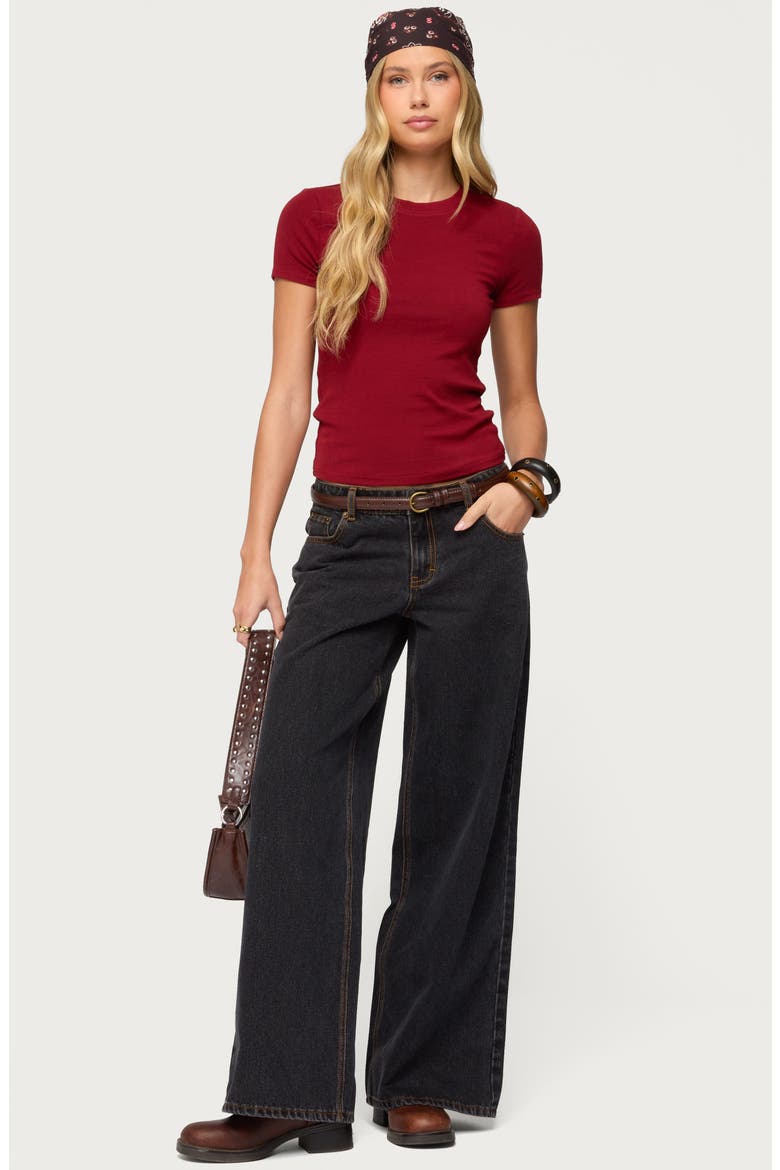 Daphney Rib T-Shirt, Alternate, color, BURGUNDY