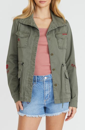 Driftwood Amber X Love Notes Embroidered Utility Jacket In Multi