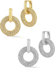 GLAZE JEWELRY Set of 2 Cubic Zirconia Two-Tone Hoop Earrings