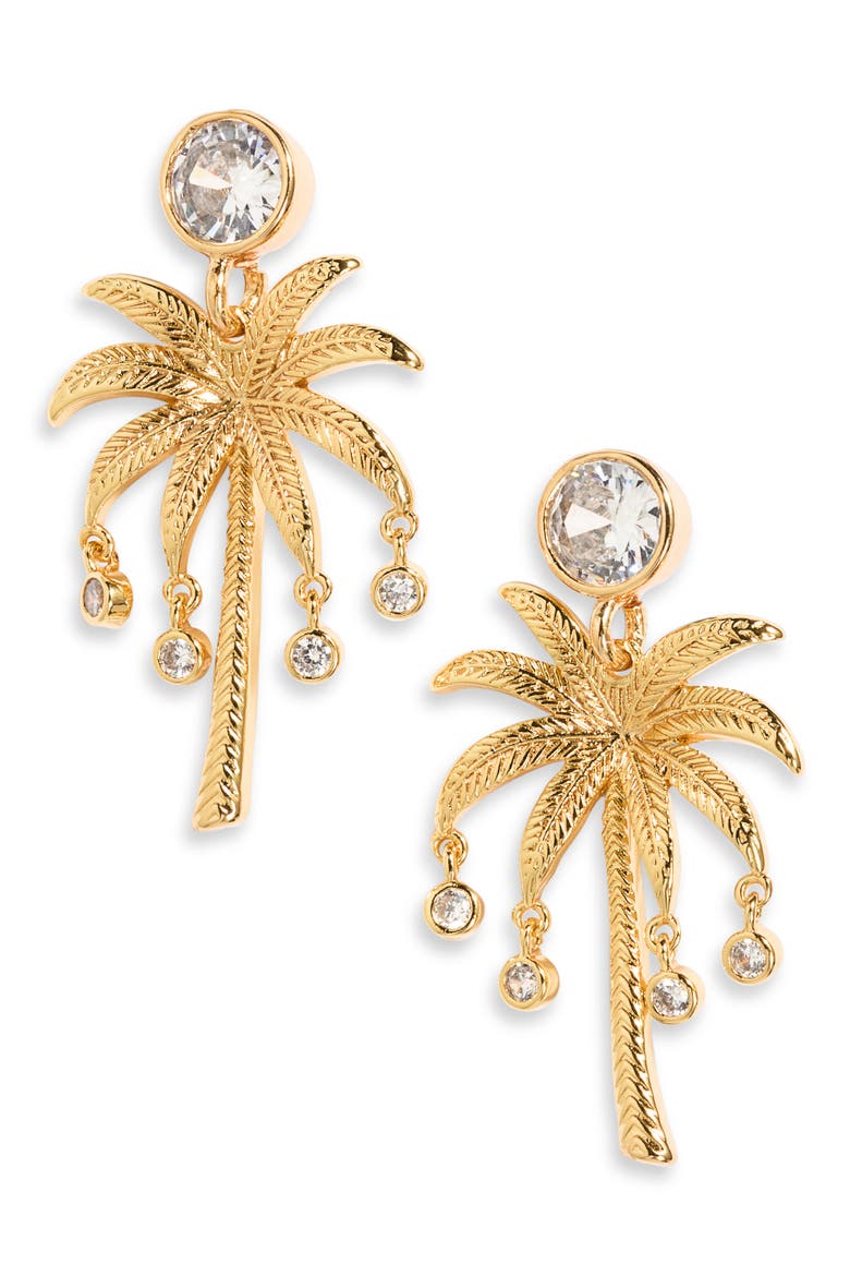 Palm Royale Drop Earrings, Main, color, GOLD