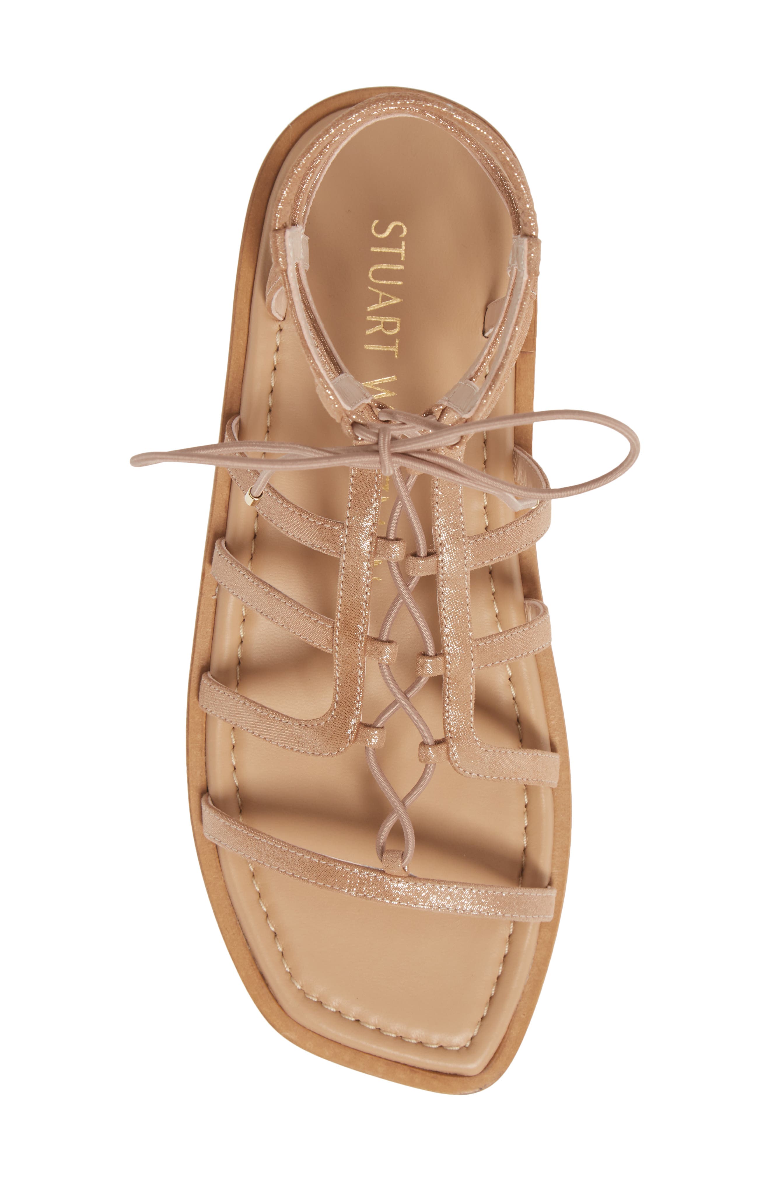 Stuart Weirzman Kora Lace-Up Gladiator Sandal, Alternate, color, TAN