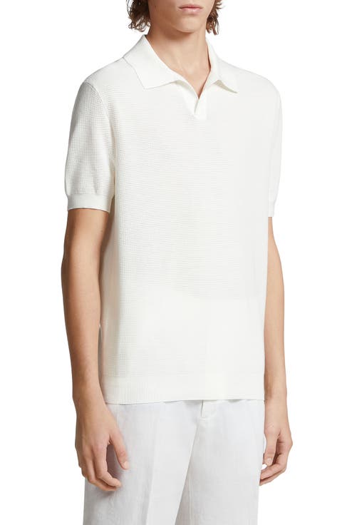 Waffle Knit Premium Cotton Polo Sweater