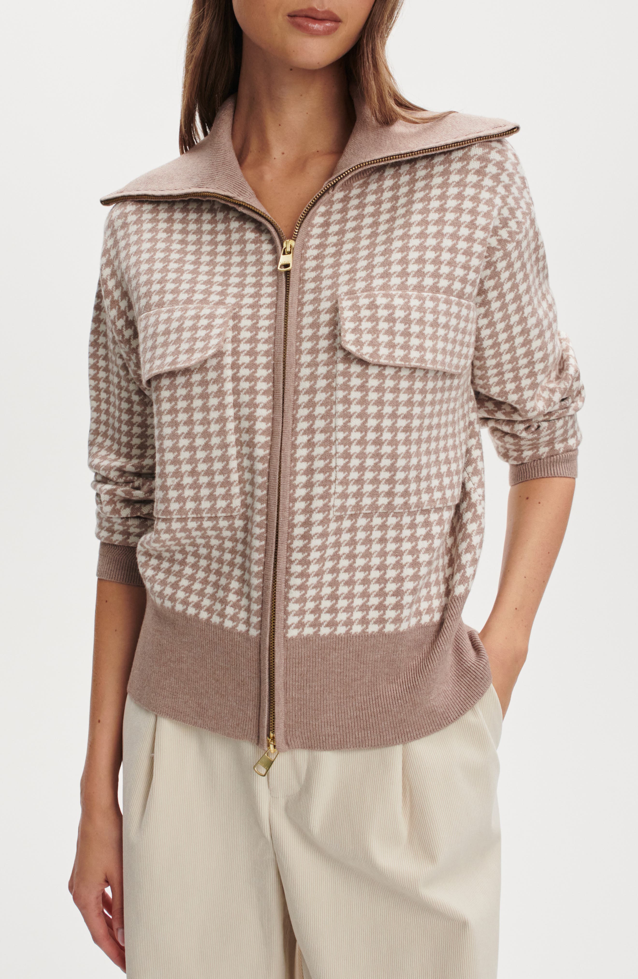 Ablett Houndstooth Jacquard Zip Cardigan - image 2