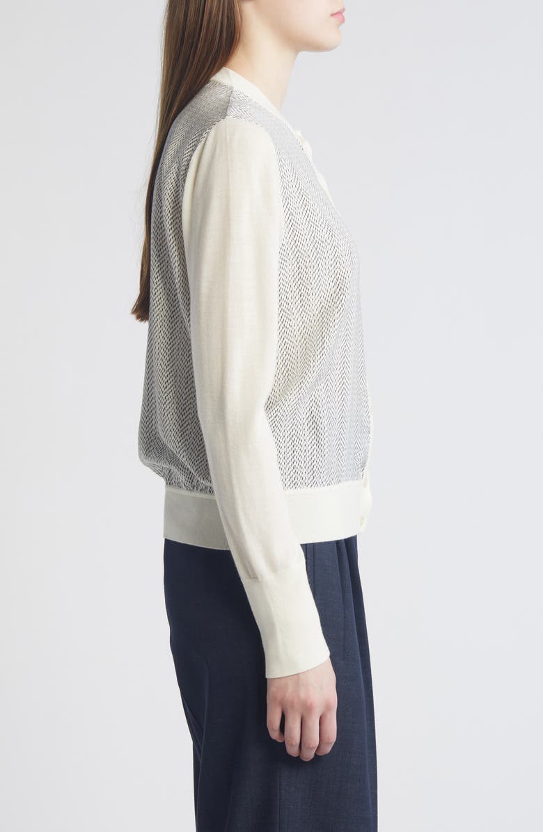 BOSS Flonta Mixed Media Cardigan, Alternate, color, Open Wht