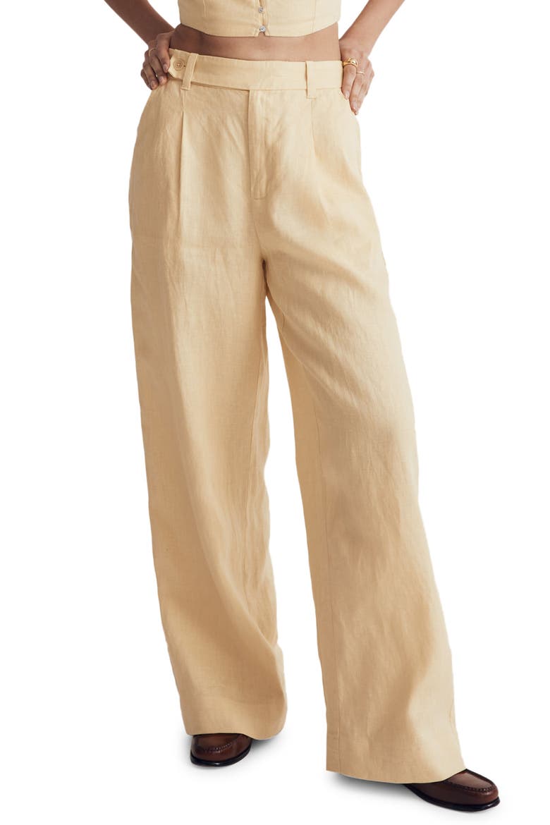 The Harlow Wide Leg Linen Pants, Main, color, LIGHT STRAW