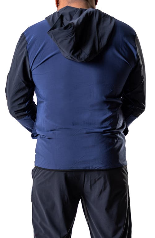 Maceoo Athleticblacknavy Blue Zip Hoodie In Blue