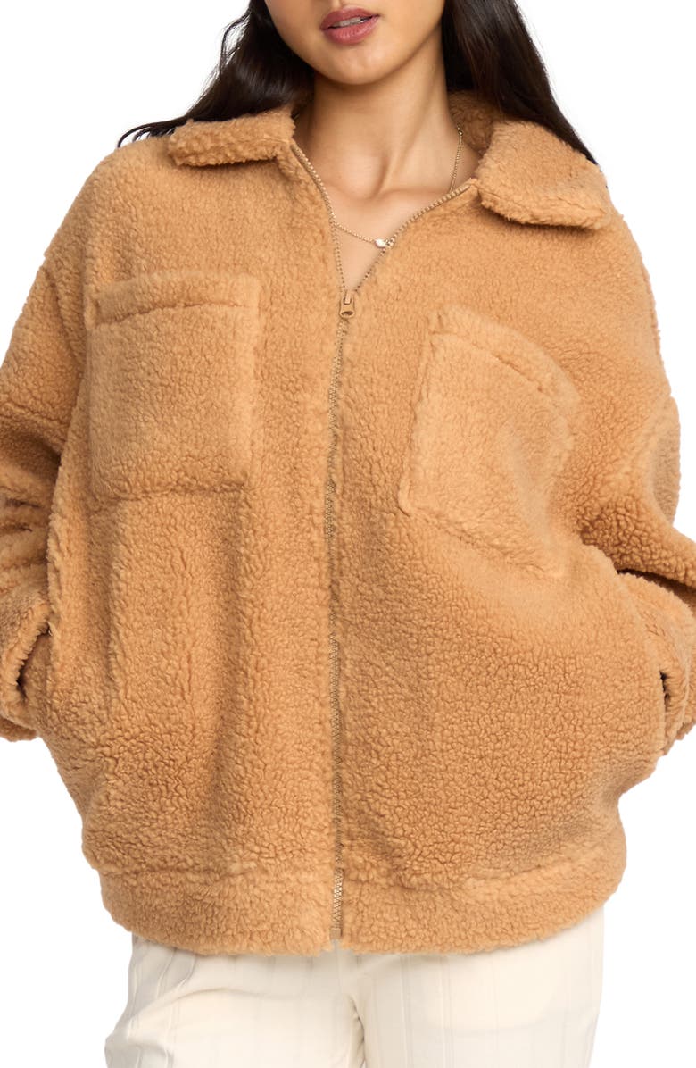 Billabong Resound High Pile Fleece Jacket, Main, color, Dusty Trails