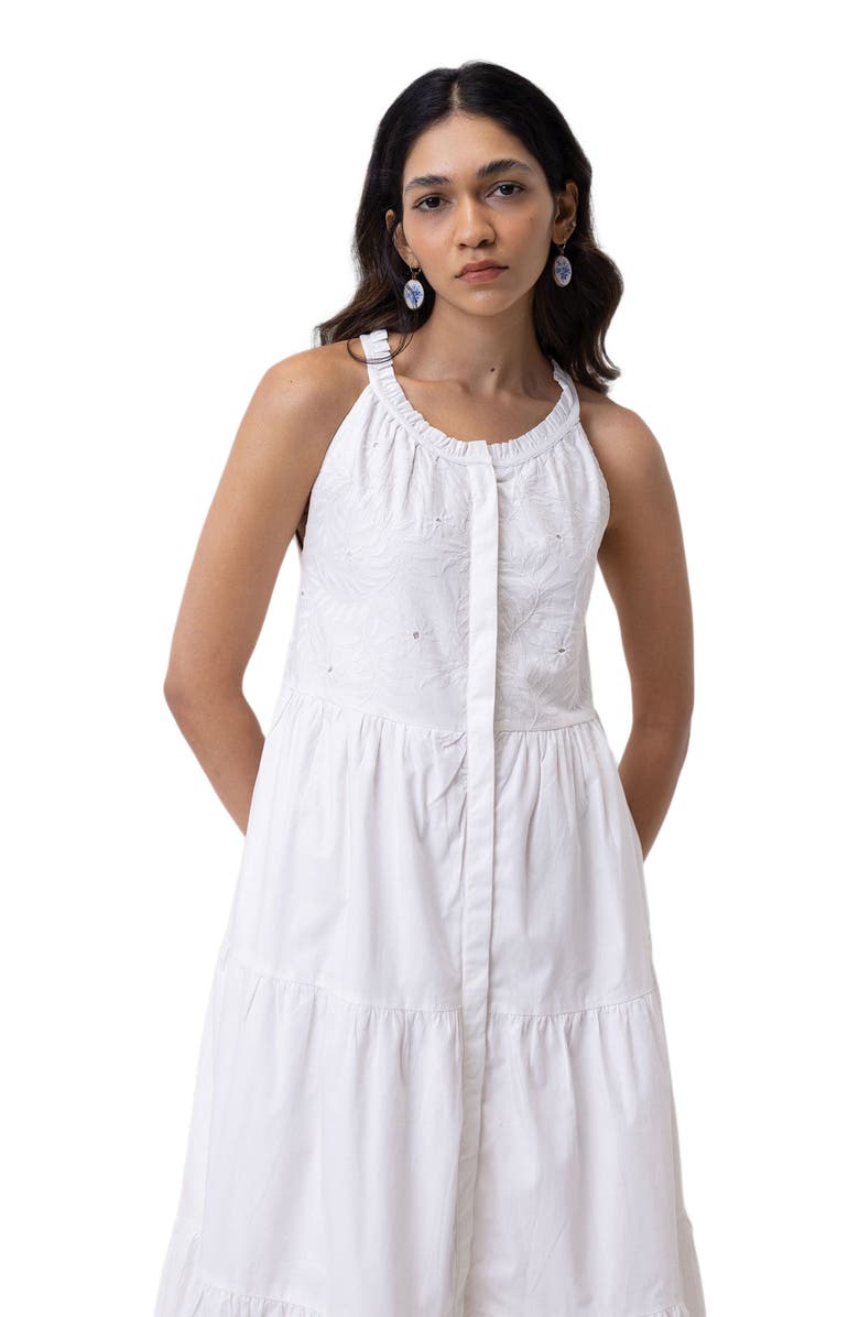 Reistor Embroidered Tiered Maxi Dress, Alternate, color, Coconut White