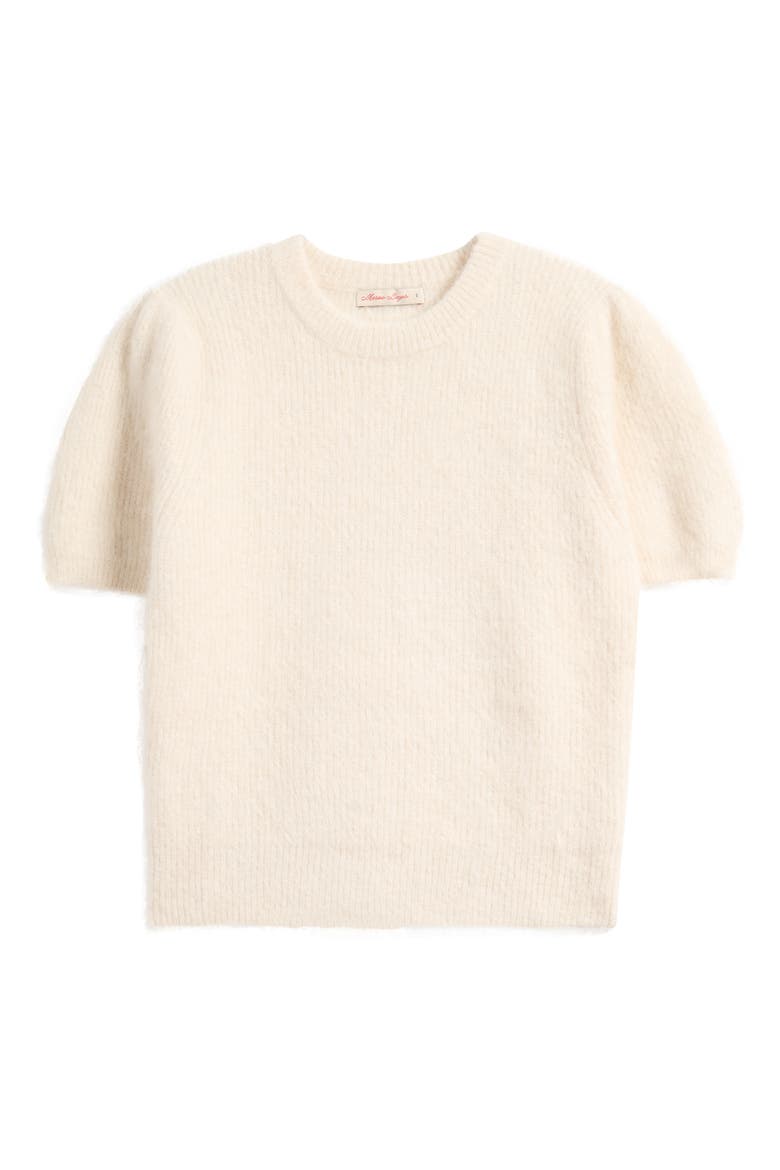 Puff Short Sleeve Suri Alpaca Blend Sweater, Alternate, color, CREAM